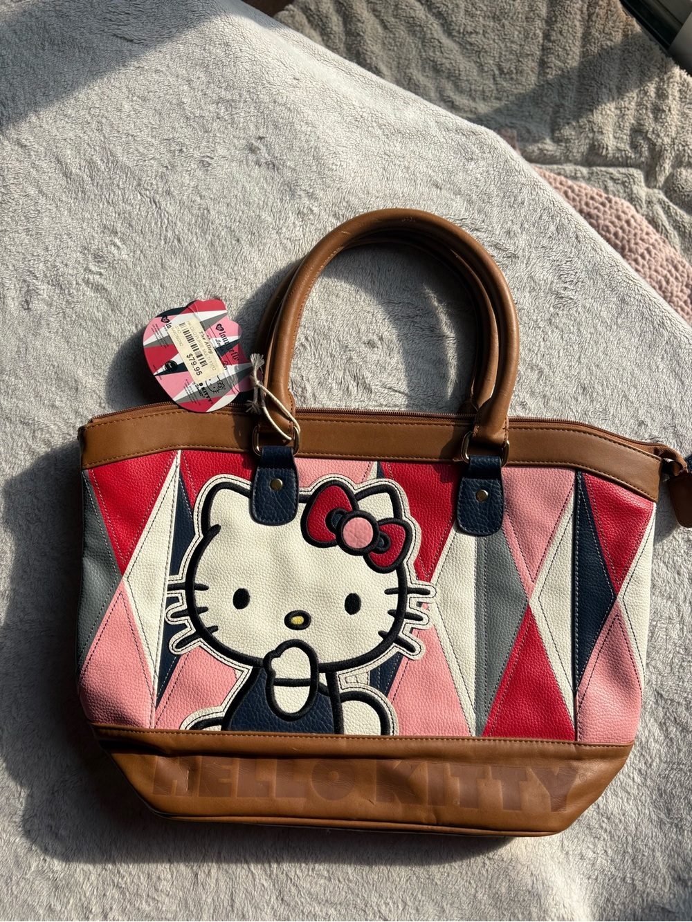 Vintage Loungefly Sanrio Hello Kitty Harlequin Diamond Patchwork Tote Bag Purse